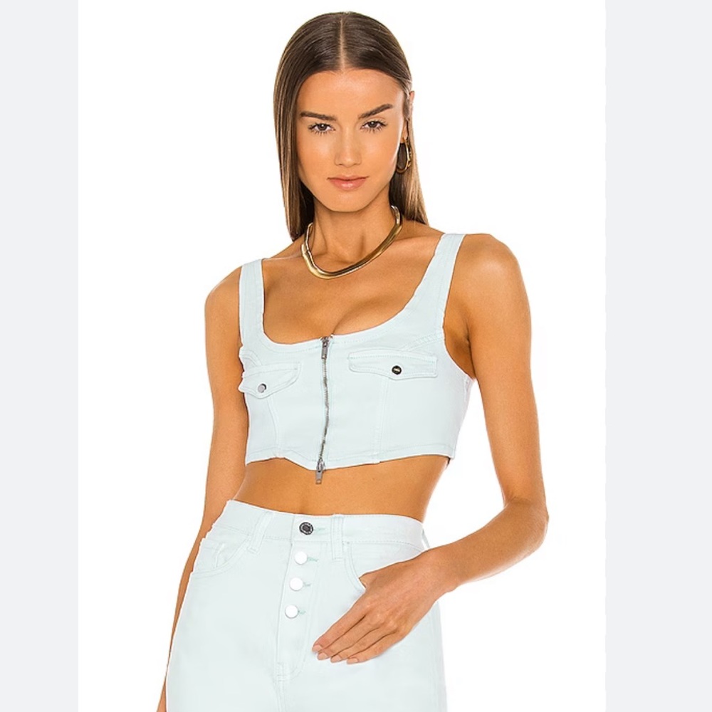 NWOT WeWoreWhat Denim Corset Super Bleached